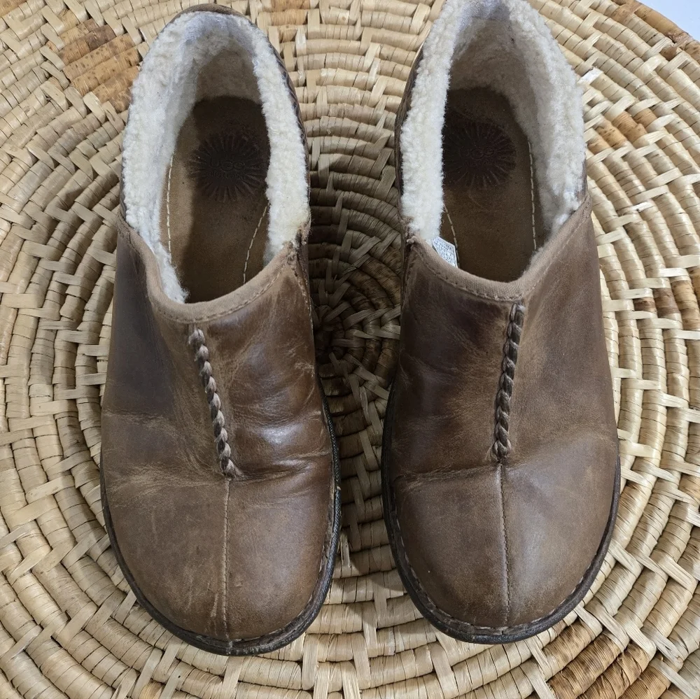 UGG Brown Distressed Leather Loafer
